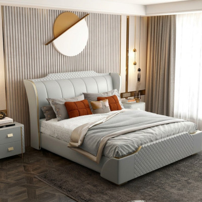 Ontwerper houten bed Luxe meubel Tweepersoonsbed Slaapkamer 180x200cm