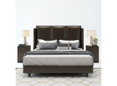 Modern Style Bed Tweepersoonsbed Slaapkamer Lederen Bekleding Textiel Tweepersoonsbedden