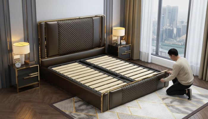 Bed slaapkamerontwerp meubels modern luxe bedden gestoffeerd frame nieuw