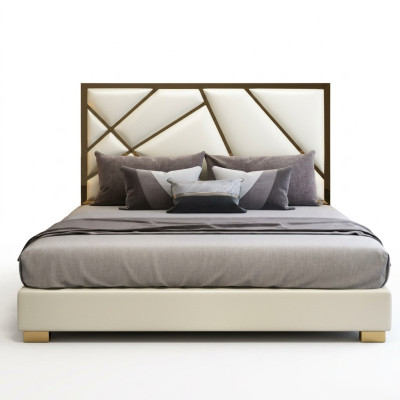 Bed Kussendesign Luxe Dubbele Hotelbedden Slaapkamer Decoratie Leer Nieuw
