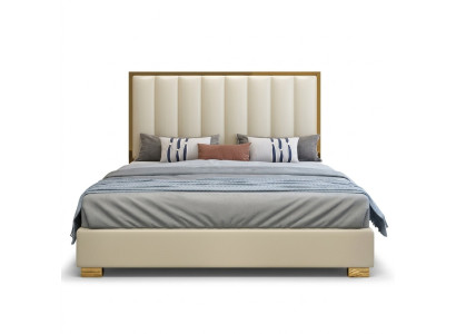 Bedden Bed hout leer bekleding huwelijk design leer hotel boxspring meubels