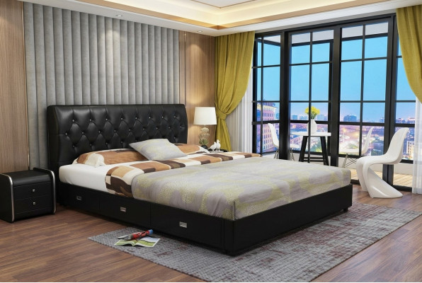 Chesterfield Designer Bed Slaapkamer Textiel Leder Bekleding Italiaans