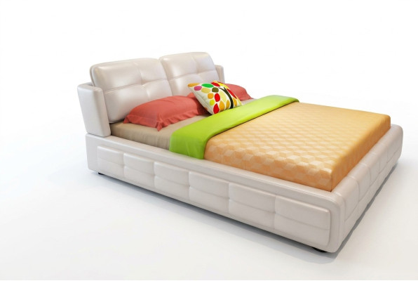 Luxe slaapkamerbed met gestoffeerde decoratief ontwerp van 180x200 cm, dubbele hotelbedden.