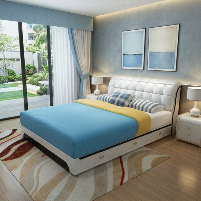 Tweepersoonsbed Bed Echtelijk bed Ontwerp Luxe Gestoffeerd Luxe Designbed Leder
