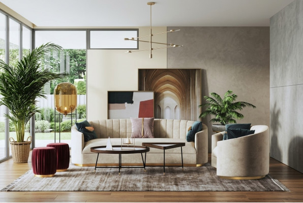 Bankstel 3+1 zitter set Ontwerpbank Beklede bank Bank Modern