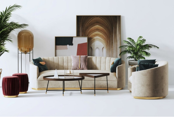 Bankstel 3+1 zitter set Ontwerpbank Beklede bank Bank Modern