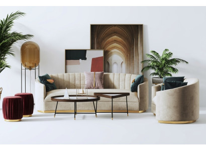 Bankstel 3+1 zitter set Ontwerpbank Beklede bank Bank Modern