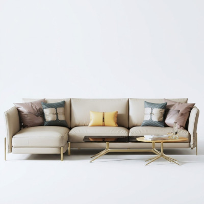Designer bankstel bank hoekbank met poef bekleding woonlandschap