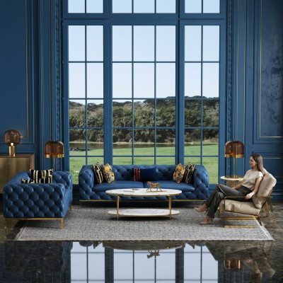 Compleet set bankstel 3 2 1 1 zits luxe designer 4-delig leren bankstel