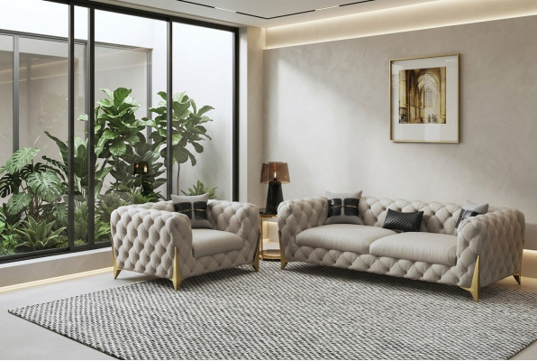 Sofaset Groot Set 3+1 Zits Lederen Bank Bankstel Design Bankstellen