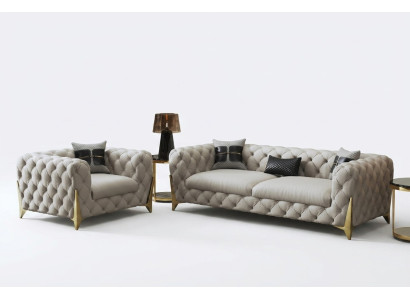 Sofaset Groot Set 3+1 Zits Lederen Bank Bankstel Design Bankstellen