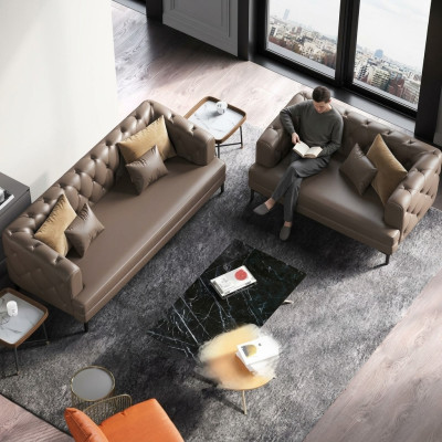 Bruine Chesterfield bankstel 3+2 zits 2-delige set Designer decoratie gestoffeerde banken