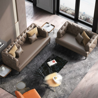 Bruine Chesterfield bankstel 3+2 zits 2-delige set Designer decoratie gestoffeerde banken