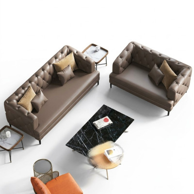 Bruine Chesterfield bankstel 3+2 zits 2-delige set Designer decoratie gestoffeerde banken
