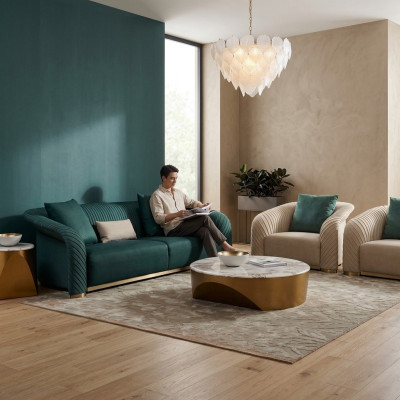 Ontwerp gestoffeerde luxe zitbank bank stof bank 3-zits kunstleer