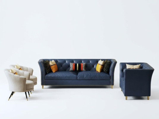 Moderne Chesterfield bankstel 3+2 zits Stijlvolle bankstellen Lederen meubels
