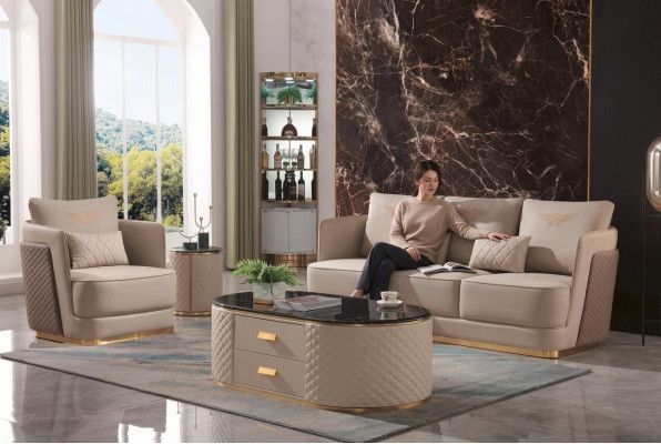 Volledige set bankstel 3+1 + salontafel bijzettafel designer woonlandschap