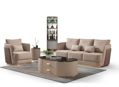 Volledige set bankstel 3+1 + salontafel bijzettafel designer woonlandschap