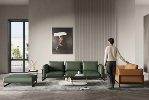 Bruin groene 3+2 zits leren woonkamerset kunstleren bankstel set
