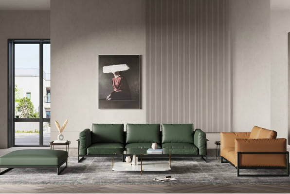 Bruin groene 3+2 zits leren woonkamerset kunstleren bankstel set