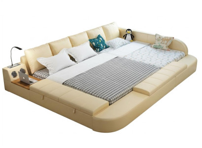 Multifunctioneel bankbed xxl Grote bedden met USB hotel lederen bekleding