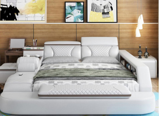 Luxe bed Leder bedden 180x200 multifunctionele slaapkamer ligplanken