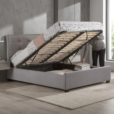 Chesterfield Design Gestoffeerd Engels Bed Tweepersoonsbed Grijs Bedden 160/180x200