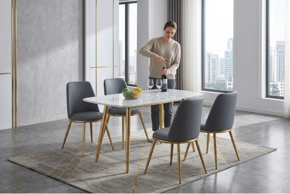 Compleet set eettafel + 4 stoelen eetkamerset eetgroep tafels 5-delig