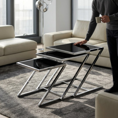 Stel 3x salontafels koffietafel design bijzettafel tafels woonkamertafel