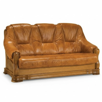 Houten bankstel 3-zits gestoffeerde designerbankstel SL bankstel driezitter leer