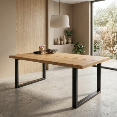 Metalen poten Tafel Natuurlijk hout Nieuw Klassiek schuiven Loft Schaduw 180x90