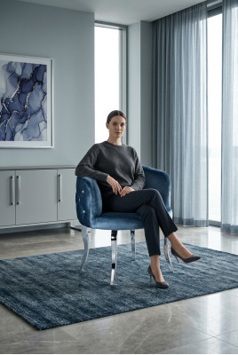 Ontwerp stoel textiel eetkamer roestvrijstalen fauteuil stoel lounge-zitter