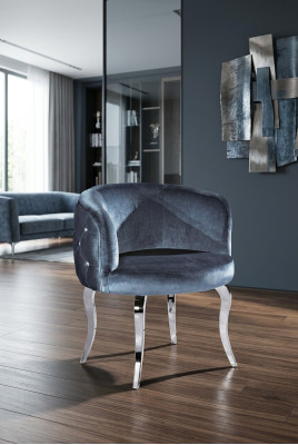 Ontwerp stoel textiel eetkamer roestvrijstalen fauteuil stoel lounge-zitter