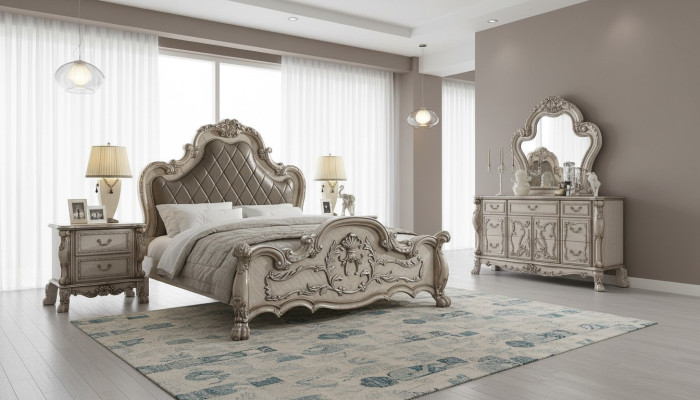 Barok bed 2x nachtkastje 3-delig. Slaapkamer set Design Luxe Slaapkamer.