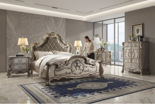 Compleet set slaapkamer Koninklijk barok bed Kaptafel Nachtkastje 6-delig.