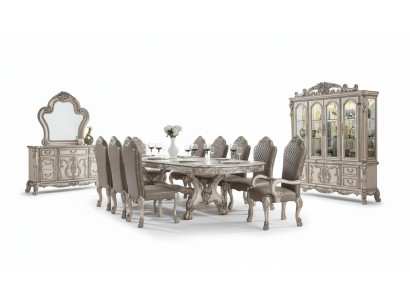 Eetkamer compleet set tafel dressoir 10 stoelen set vitrine barok 14-delig.