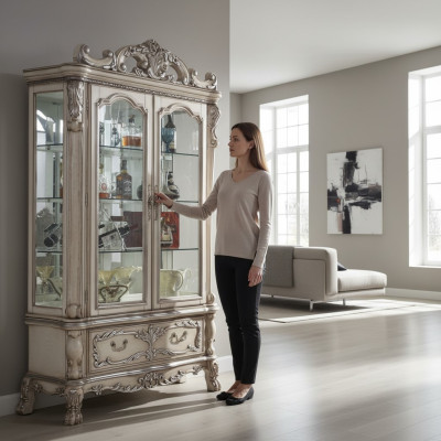 Vitrinebuffetkasten Ontwerp Italiaanse meubels Kast Luxe Barok hout.