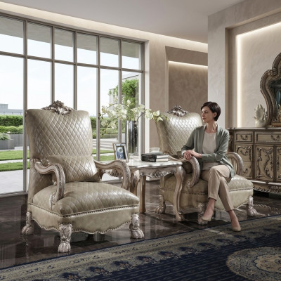 Fauteuil Hotel Bekleding Stoelen Klassieke Eenzitter Hout Leer Woonkamer Barok