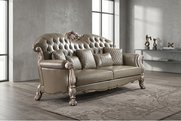 Bankstel Driezitter Bank Bekleding Ontwerp Moderne 3-zits Banken Kamer Meubels Beige