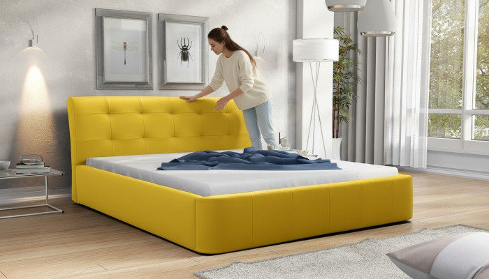 Klassiek bedframe gestoffeerd bed hotel leder textiel bedden stof 180x200cm