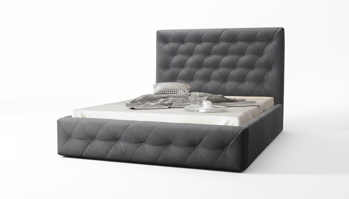 Modern houten designerbed, luxe meubels bedden, nieuw tweepersoonsbed slaapkamer.