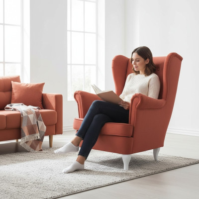 Fauteuil Bekleding Zitter Design Bank Sofa Ontspannen Stof Lounge Luxe TV Club