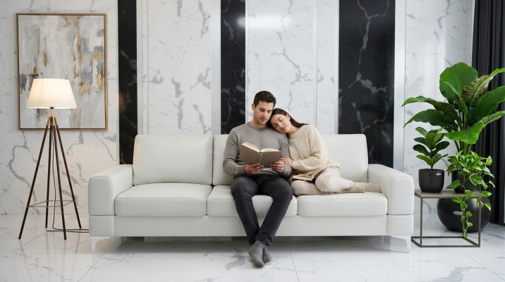 Woonkamer Ontwerp Textiel 3-Zits Wit Elegant Modern Bank Bankstel Bekleding Nieuw