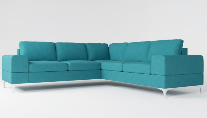 Bank hoekbank stof woonkamer ontwerp modern L-vorm turquoise meubels luxe banken