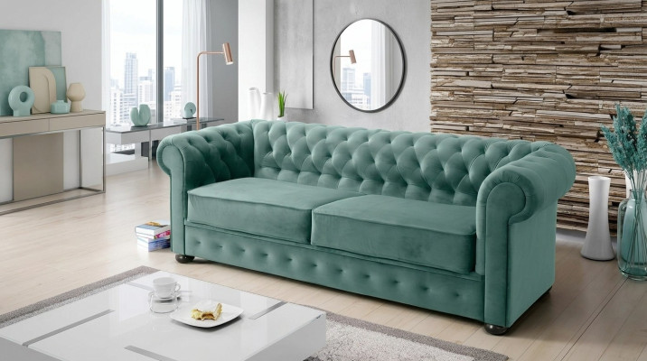 Design Bank Bank 3-zitter Bekleding Leer Grote Banken Textiel Chesterfield