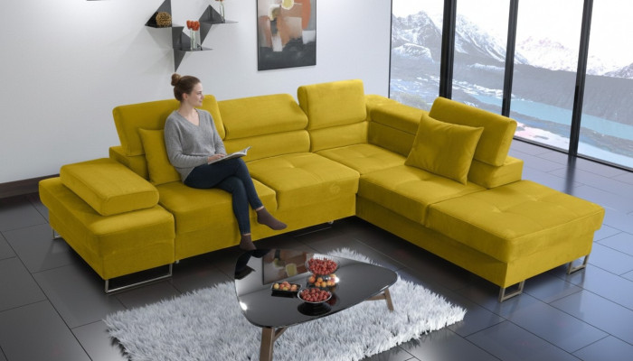 Hoekbank Bekleding Bankstel Stof Woonkamer L-vorm Modern Geel Design Bankstellen Nieuw