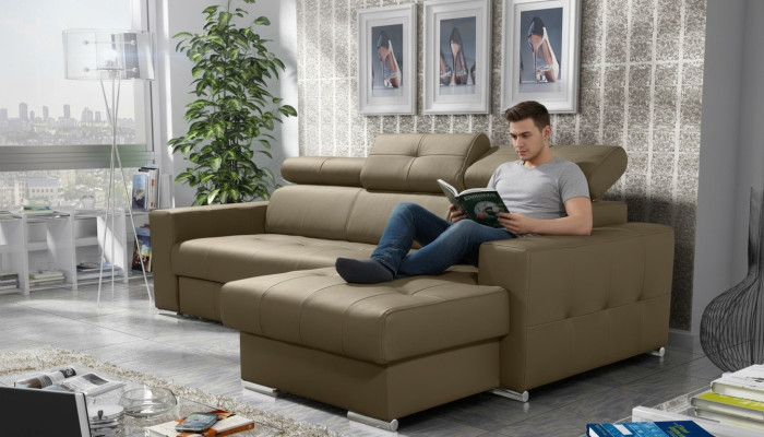 Bank Hoekbank Bekleding Woonkamer Nieuw L-Vorm Stof Leer Woongebied Bankstellen