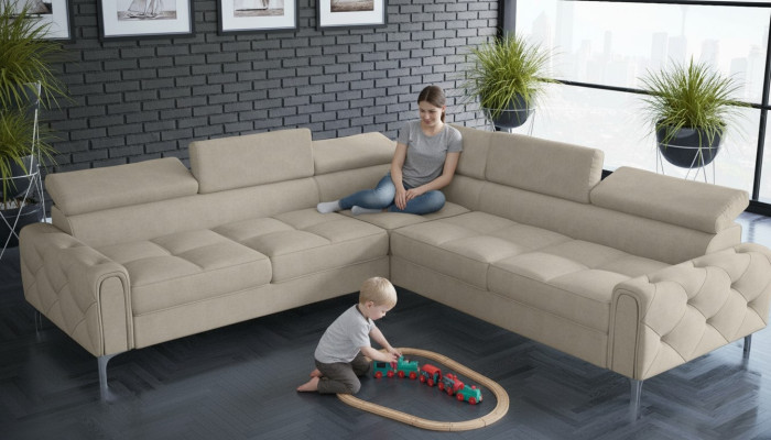 Design bank bank hoek multifunctionele bekleding woonkamer L-vorm textiel nieuw