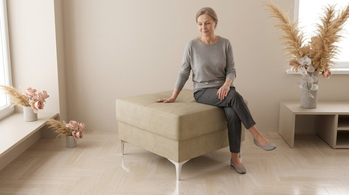 Poef Textiel Nieuw Modern Wit Kleur Klein Ontwerp Stof Voetenbankje Poef Fluweel