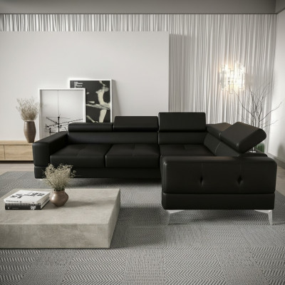 Multifunctionele bankhoekbank met L-vormige bekleding voor woonkamer in modern luxe zwart.